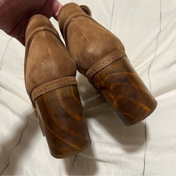 Matisse Jolie Tobacco Suede Clog Bootie Wooden Sole Leather Boots NIB 9 - Picture 7 of 13